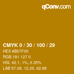颜色代码: CMYK 0 / 30 / 100 / 29 | qconv.com