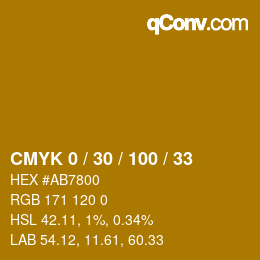 Color code: CMYK 0 / 30 / 100 / 33 | qconv.com
