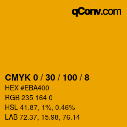 カラーコード: CMYK 0 / 30 / 100 / 8 | qconv.com