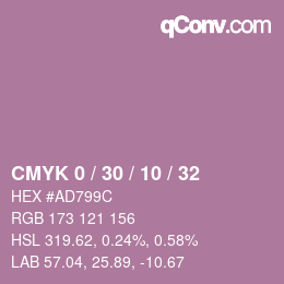 カラーコード: CMYK 0 / 30 / 10 / 32 | qconv.com