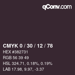 Farbcode: CMYK 0 / 30 / 12 / 78 | qconv.com