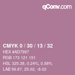 Color code: CMYK 0 / 30 / 13 / 32 | qconv.com