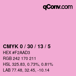 カラーコード: CMYK 0 / 30 / 13 / 5 | qconv.com