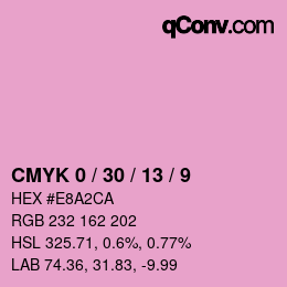 カラーコード: CMYK 0 / 30 / 13 / 9 | qconv.com