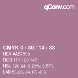 颜色代码: CMYK 0 / 30 / 14 / 33 | qconv.com