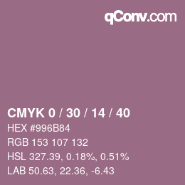カラーコード: CMYK 0 / 30 / 14 / 40 | qconv.com