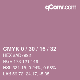 颜色代码: CMYK 0 / 30 / 16 / 32 | qconv.com