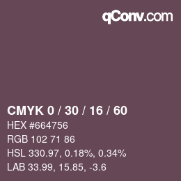 Color code: CMYK 0 / 30 / 16 / 60 | qconv.com