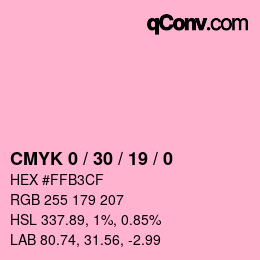 カラーコード: CMYK 0 / 30 / 19 / 0 | qconv.com