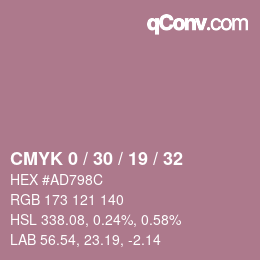 Farbcode: CMYK 0 / 30 / 19 / 32 | qconv.com