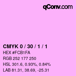 カラーコード: CMYK 0 / 30 / 1 / 1 | qconv.com