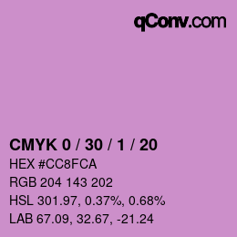 カラーコード: CMYK 0 / 30 / 1 / 20 | qconv.com