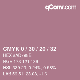 Código de color: CMYK 0 / 30 / 20 / 32 | qconv.com
