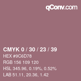カラーコード: CMYK 0 / 30 / 23 / 39 | qconv.com