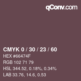 Color code: CMYK 0 / 30 / 23 / 60 | qconv.com