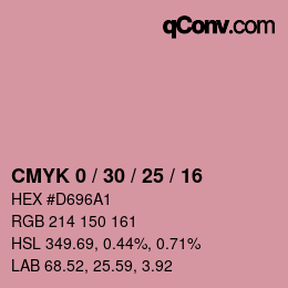 カラーコード: CMYK 0 / 30 / 25 / 16 | qconv.com