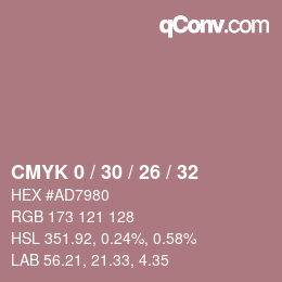 Código de color: CMYK 0 / 30 / 26 / 32 | qconv.com