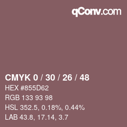 カラーコード: CMYK 0 / 30 / 26 / 48 | qconv.com