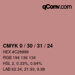 Farbcode: CMYK 0 / 30 / 31 / 24 | qconv.com