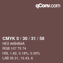 Code couleur: CMYK 0 / 30 / 31 / 58 | qconv.com