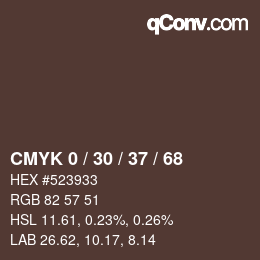 カラーコード: CMYK 0 / 30 / 37 / 68 | qconv.com