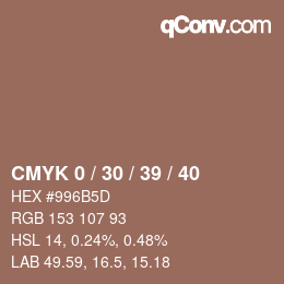 カラーコード: CMYK 0 / 30 / 39 / 40 | qconv.com