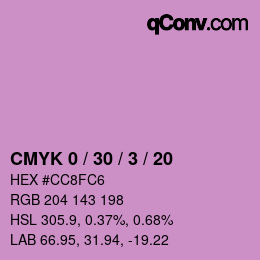 カラーコード: CMYK 0 / 30 / 3 / 20 | qconv.com