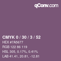カラーコード: CMYK 0 / 30 / 3 / 52 | qconv.com