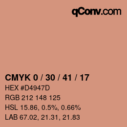 Farbcode: CMYK 0 / 30 / 41 / 17 | qconv.com