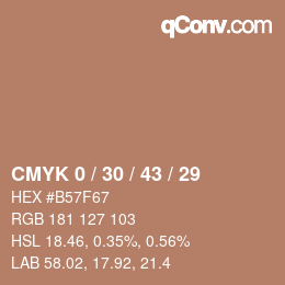 颜色代码: CMYK 0 / 30 / 43 / 29 | qconv.com