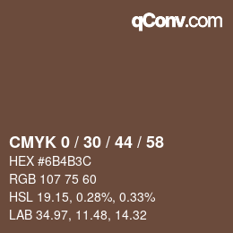 カラーコード: CMYK 0 / 30 / 44 / 58 | qconv.com