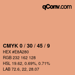 カラーコード: CMYK 0 / 30 / 45 / 9 | qconv.com