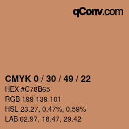 颜色代码: CMYK 0 / 30 / 49 / 22 | qconv.com