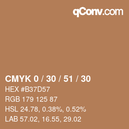 Código de color: CMYK 0 / 30 / 51 / 30 | qconv.com