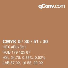 颜色代码: CMYK 0 / 30 / 51 / 30 | qconv.com