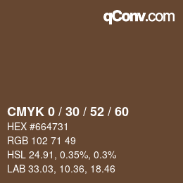 カラーコード: CMYK 0 / 30 / 52 / 60 | qconv.com