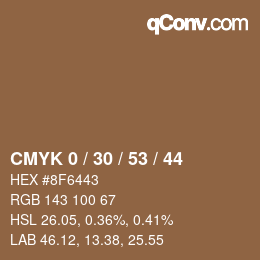 Color code: CMYK 0 / 30 / 53 / 44 | qconv.com