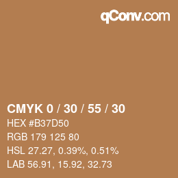 カラーコード: CMYK 0 / 30 / 55 / 30 | qconv.com