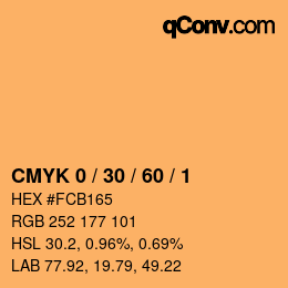 颜色代码: CMYK 0 / 30 / 60 / 1 | qconv.com