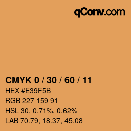 カラーコード: CMYK 0 / 30 / 60 / 11 | qconv.com