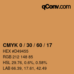 カラーコード: CMYK 0 / 30 / 60 / 17 | qconv.com