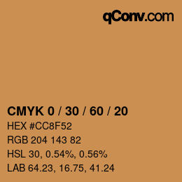 Color code: CMYK 0 / 30 / 60 / 20 | qconv.com