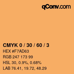 カラーコード: CMYK 0 / 30 / 60 / 3 | qconv.com