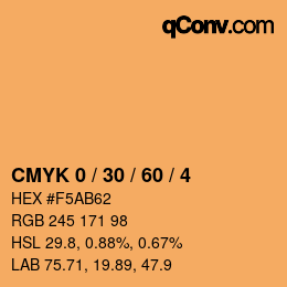 カラーコード: CMYK 0 / 30 / 60 / 4 | qconv.com