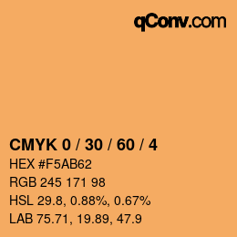 カラーコード: CMYK 0 / 30 / 60 / 4 | qconv.com