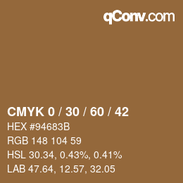 カラーコード: CMYK 0 / 30 / 60 / 42 | qconv.com