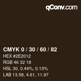 カラーコード: CMYK 0 / 30 / 60 / 82 | qconv.com