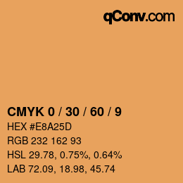 カラーコード: CMYK 0 / 30 / 60 / 9 | qconv.com