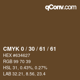 Código de color: CMYK 0 / 30 / 61 / 61 | qconv.com