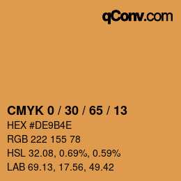 颜色代码: CMYK 0 / 30 / 65 / 13 | qconv.com